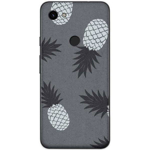 Black and White Pineapples Google Pixel 3a XL Skin